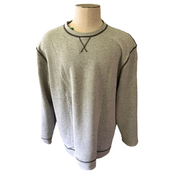 Island Sands Cotton Dark Light Gray Pullover Reversible Sweater Size XL - Picture 2 of 6